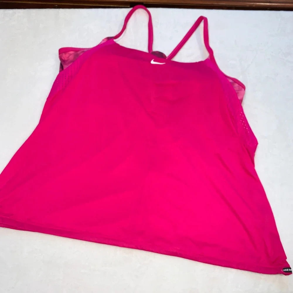 Nike Pink Racerback Swim Tankini Top with White Swoosh